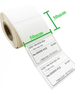Giấy In Decal , Giấy In Tem Nhãn Trà Sữa 50×30 ( Dài 30M 900 Tem )