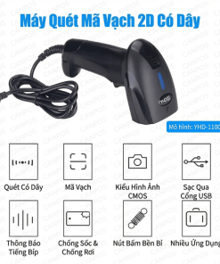 Máy quét có dây 2D YHD 1100D , Quét mã Qr Code và mã vạch 3 Máy quét có dây 2D YHD 1100D , Quét mã Qr Code và mã vạch