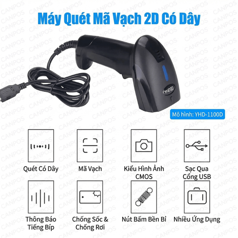 Thiết kế chưa có tên (24) Máy quét có dây 2D YHD 1100D , Quét mã Qr Code và mã vạch